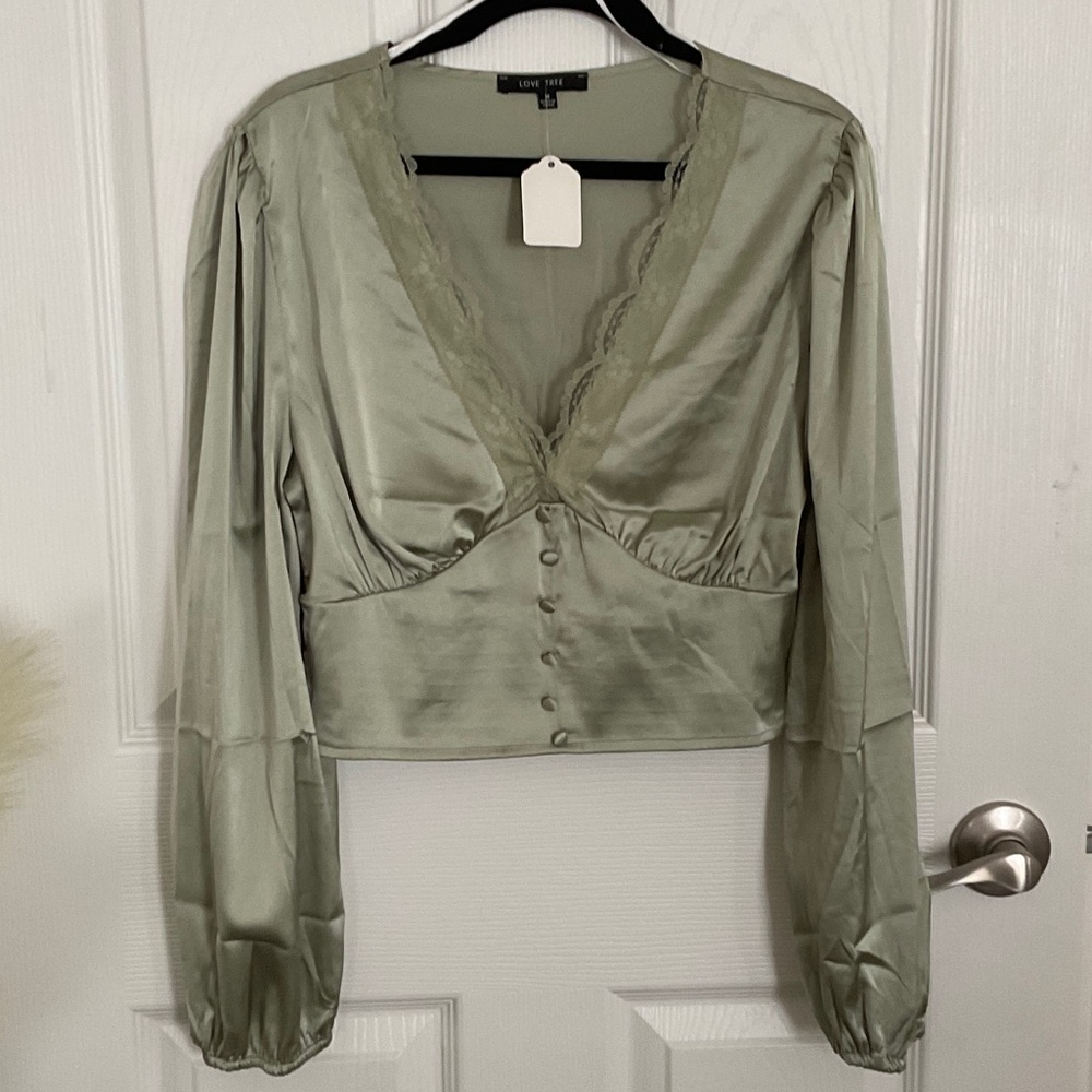 Lioness Sage Satin Blouse